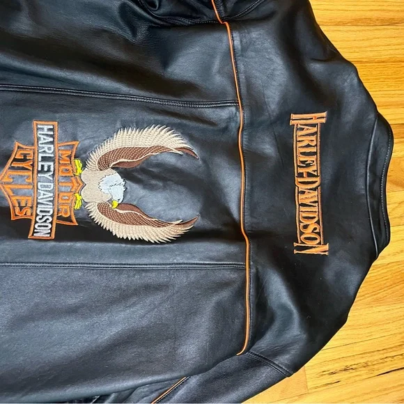 Harley-Davidson Black Jacket with Orange Details xl - Picture 8 of 10